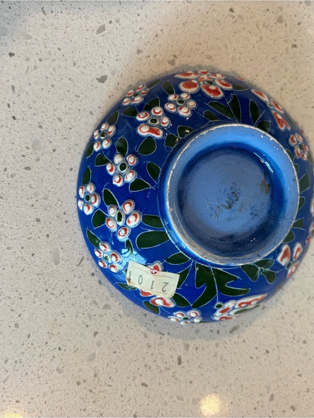 Blue Floral Cloisonné Decorative Bowl - Picture 2 of 3